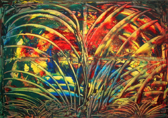RAIN>FOREST - 18 - sunset - Acryl auf Lwd - 2025 - 70 x 100 cm
